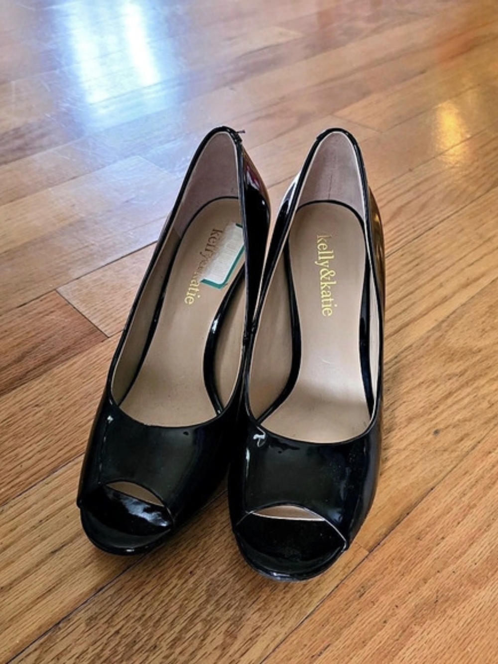 kelly&katie Black Peep Toe Heels US 9